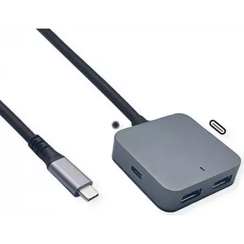VALUE USB-keskitin 12.99.1126 – USB 3.2 Gen 2 (Type-C-isäntä) 4 porttia (2×A + 2×C) 10000 Mbit/s, musta