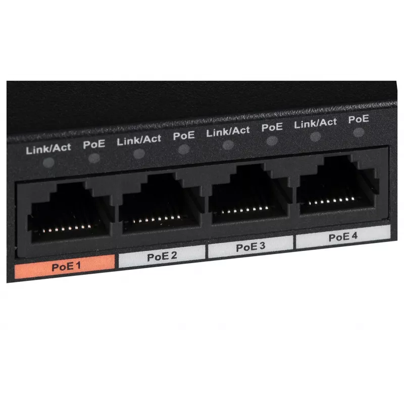 Dahua Technology PFS3006-4ET-60 hallitsematon L2 Fast Ethernet (10/100) Power over Ethernet (PoE) musta