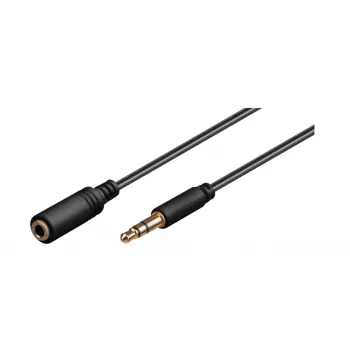 Wentronic Goobay 3,5 mm:n jakkijatkokaapeli, musta, 5 m - 3,5 mm:n jakkipistoke (3-napainen, stereo) > 3,5 mm:n jakkiliitäntä (3-napainen, stereo) (97122)