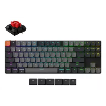 Mekaaninen näppäimistö Keychron K1X-B1, 80% (87 näppäintä), USB + Bluetooth, QWERTY englanti, harmaa, RGB-taustavalo