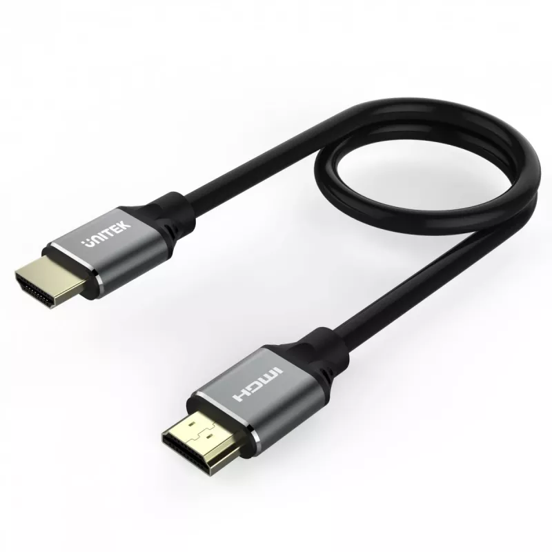 HDMI-kaapeli Unitek C138W 2 m — HDMI 2.1, 48 Gbit/s, 4K/120Hz, HDR10 & Dolby Vision, ARC, kullatut liittimet