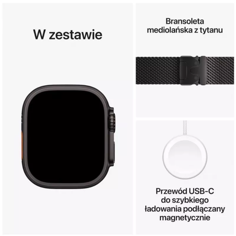 Älykello Apple Watch Ultra 3 GPS + Cellular 49 mm Black Titanium -kotelo Black Titanium Milanese Loop -rannekkeella Medium
