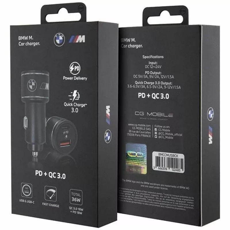 Autolaturi 20W PD-QC 3.0 pikalataus musta
