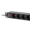Sähkönjakoyksikkö LANBERG PDU-09E-0300-BK — 9x tyyppi E -pistorasia, 16 A, 220–250 V, 3 m kaapeli, 1U rack, 19