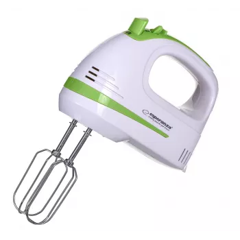 Käsivatkain ESPERANZA EKM011 — 400 W, 5 nopeutta, turbo, taikinakoukut ja vatkaimet, 220–240 V, valkoinen/vaaleanvihreä