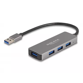 DeLOCK 63171 USB-keskitin 3.2 Gen 1 Type-A 5000 Mbit/s harmaa