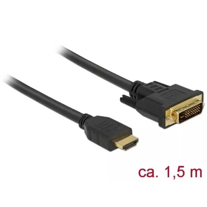 DeLOCK 85653 videokaapelisovitin 1,5 m HDMI Type-A DVI musta
