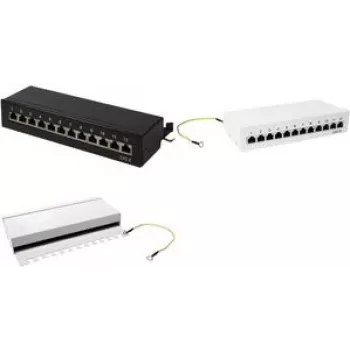 LogiLink - patch-paneeli - seinäasennus - RJ-45 X 12 - vaaleanharmaa, RAL 7035