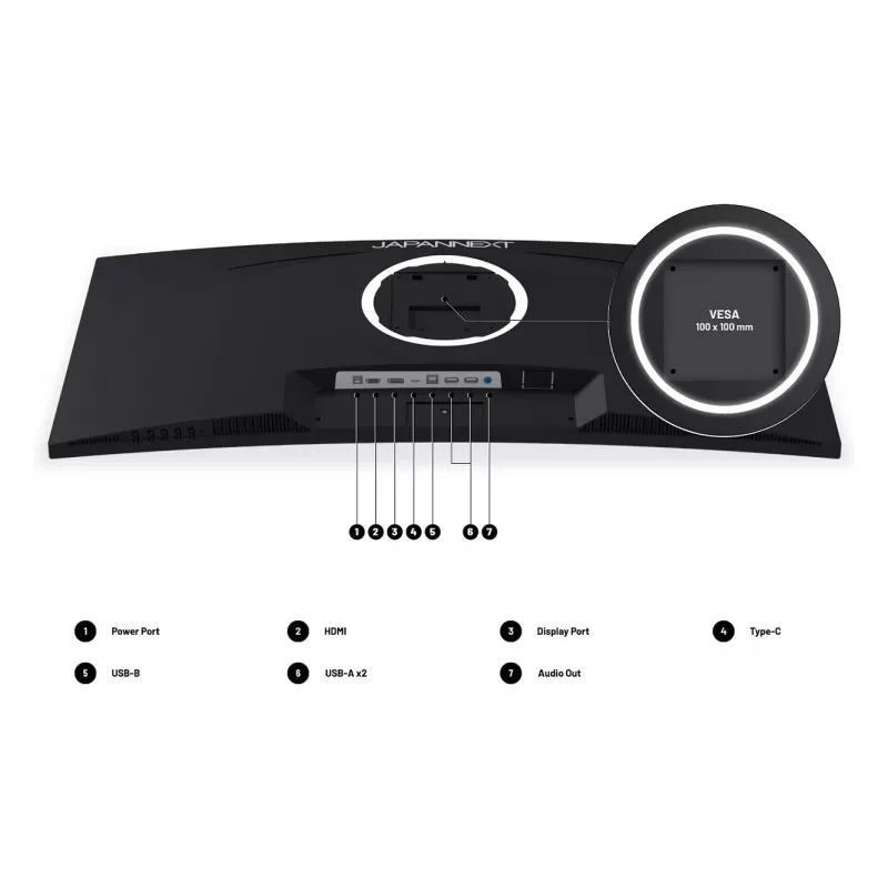 JAPANNEXT 86,4 cm JN-IPS340UWQHD60C-C65W-HS kaareva UWQHD