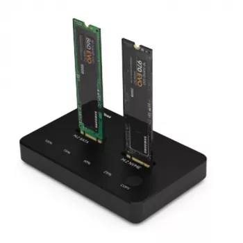 Telakointiasema 2x M.2 NVME+SATA SSD jopa 10Gbps
