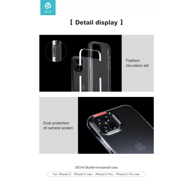 Iskunkestävä suojakotelo Devia Skyfall iPhone 12 Pro Max, valkoinen