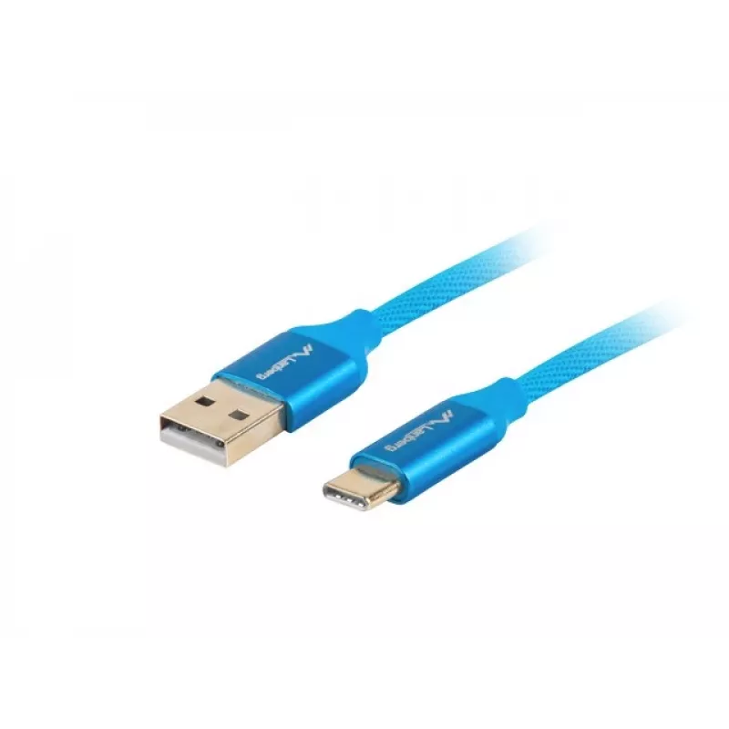USB-A-USB-C-kaapeli LANBERG CA-USBO-22CU-0005-BL, USB 2.0, 0,5 m, sininen, uros-uros