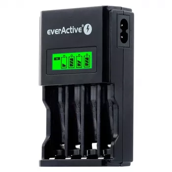 Akkulaturi everActive NC450B — 4 kennon AAA-laturi, 110/230V AC, musta