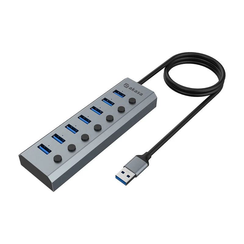 USB-keskitin Akasa AK-HB-21BKCM alumiini USB 3.2 Gen 1 5000 Mbit/s