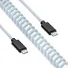 Akyga AK-USB-49 Aviator-spiraalikaapeli USB-C – USB-C GX16-pistokkeella, USB 2.0, 3 m, valkoinen
