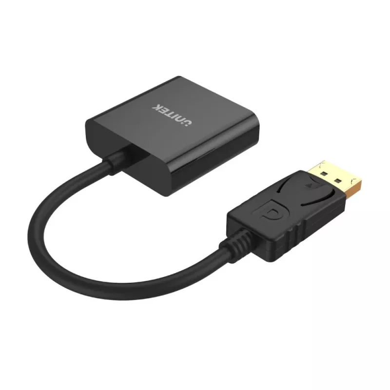 UNITEK Y-5118E DisplayPort-VGA-sovitin musta pistoke