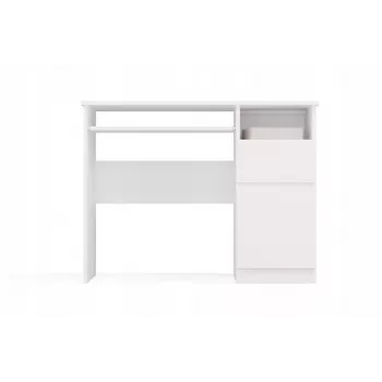 Työpöytä e shop PORTO työpöytä oikea valkoinen, suorakaiteen muotoinen lastulevy 985×510×755 mm, 1 laatikko, näppäimistöalusta