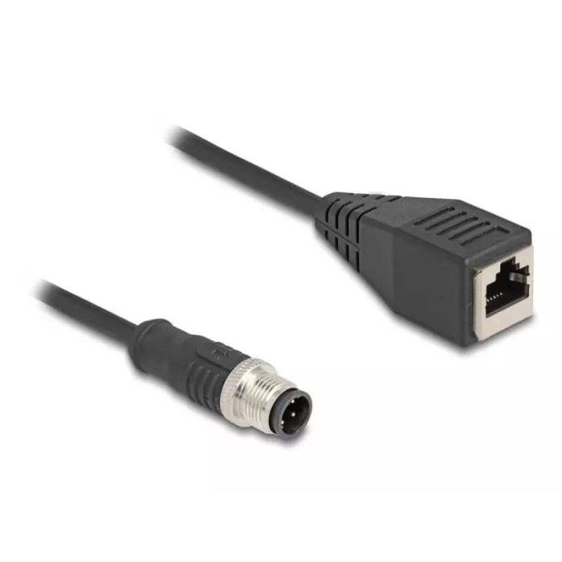 DeLOCK M12 sovitinkaapeli D-koodattu 4-napainen uros RJ45 naaras 50 cm