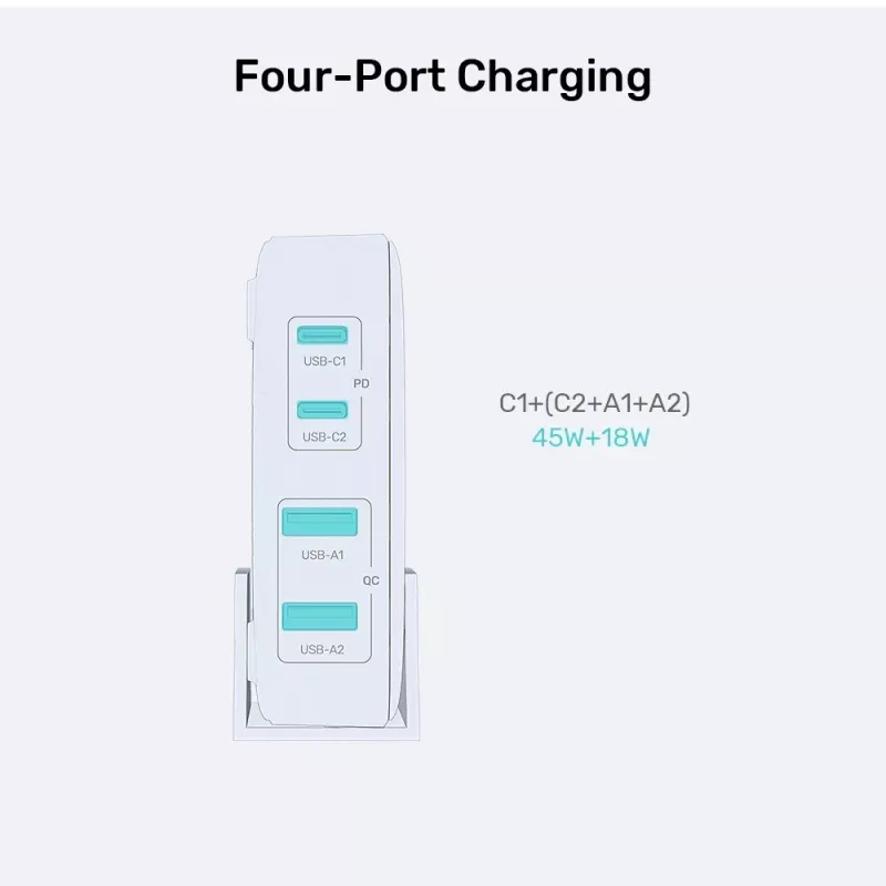 Pöytälaturi Unitek P1228AWH01-EU 70W 2×USB-A 2×USB-C