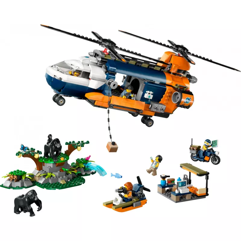 LEGO City 60437 viidakkotutkijahelikopteri tukikohdassa