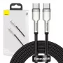 USB-C–USB-C-kaapeli Baseus Cafule Metal – 2 m, 100W latausteho, USB 2.0 (480 Mbit/s), sinkityt koskettimet, musta