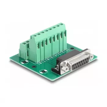 DeLOCK D-Sub 15-pin liitin riviliittimeen DIN-kiskolle 58 mm x 61 mm x 30 mm