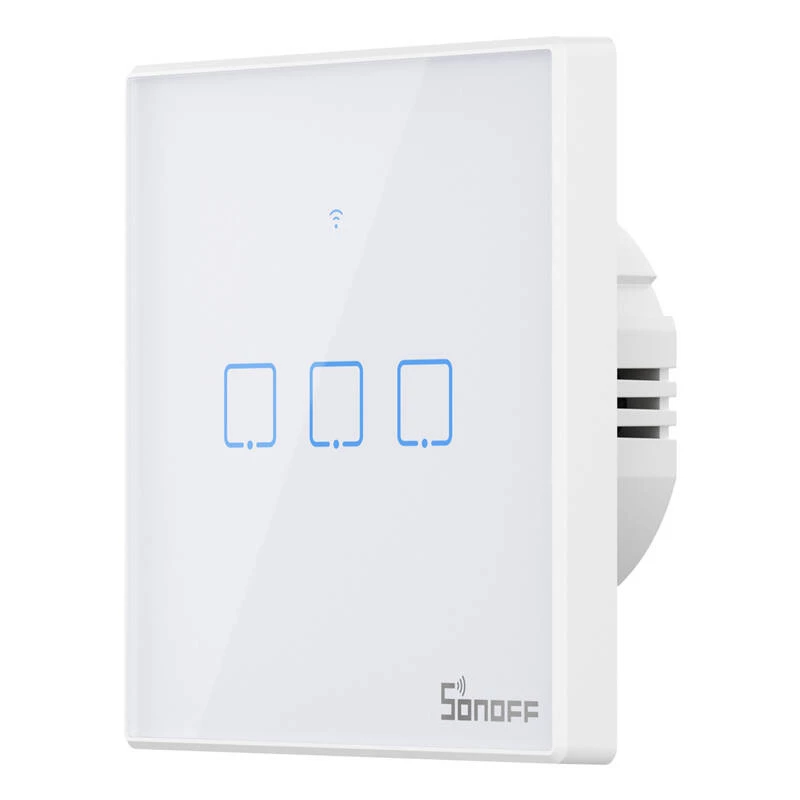 Seinäasennettava älykäs valokytkin Sonoff T2 EU TX 3-kanava Wi‑Fi + RF 433 -ohjaus