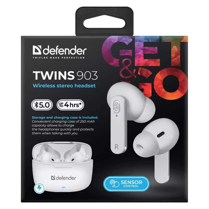 Defender TWINS 903 Bluetooth-kuulokkeet, valkoiset