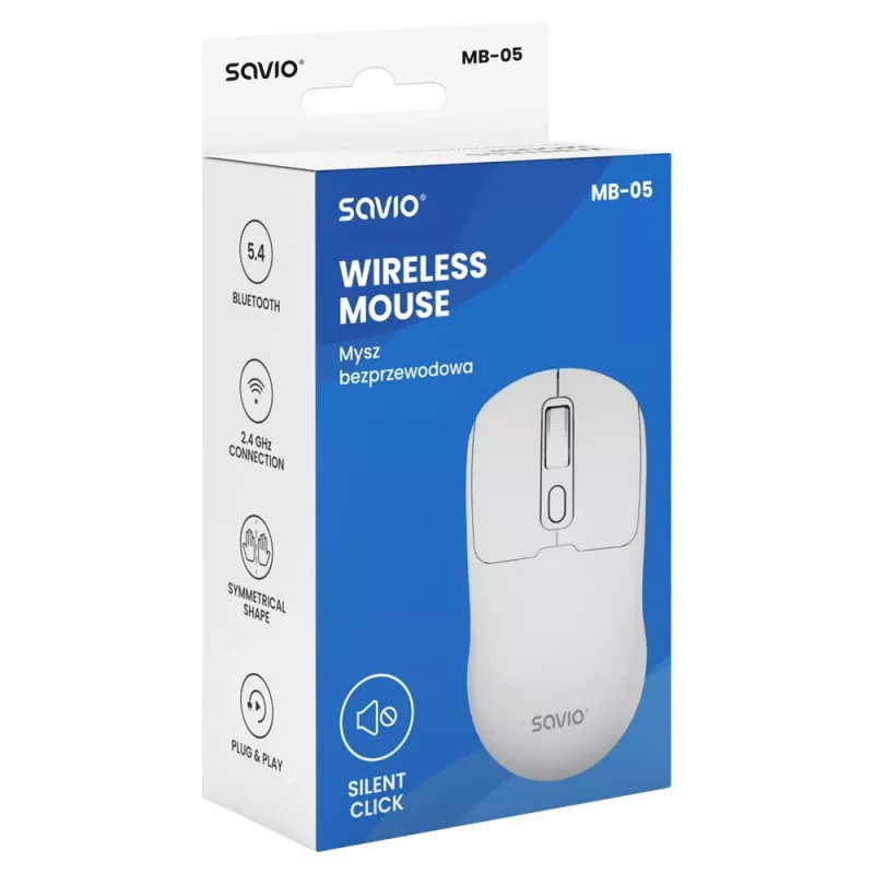 Savio MB-05 hiiri yleiskäyttöön molempikätinen Bluetooth 1600 DPI