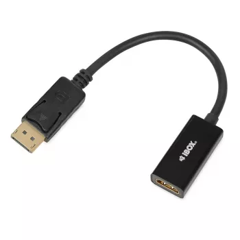 DisplayPort–HDMI-kaapelisovitin IBOX iadp4k — DisplayPort (uros) – HDMI (naaras), suora liitin, 4K-tuki, hopea