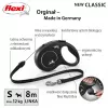 Flexi New Classic 8 m musta koiranhihna rullamekanismilla