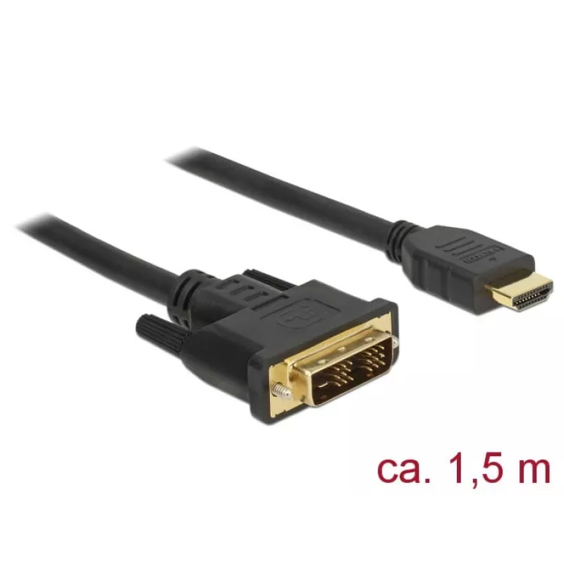 Videokaapeliadapteri DeLOCK 85583 1,5 m DVI-D HDMI tyyppi A musta