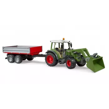 Lelutraktori BRUDER Fendt Vario 211 etukuormaajalla ja sivuperävaunulla