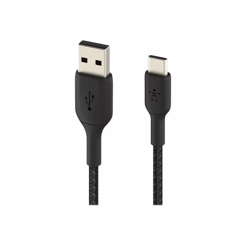 Punottu USB-C - USB-A -kaapeli 15 cm musta