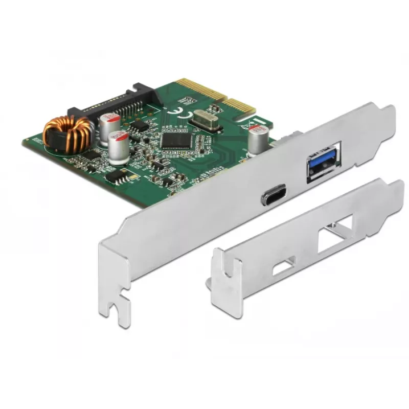 DeLOCK 90299 PCIe x4 -kortti, 1x USB Type-C + 1x USB Type-A, USB 3.2 Gen 2 (10 Gbps)