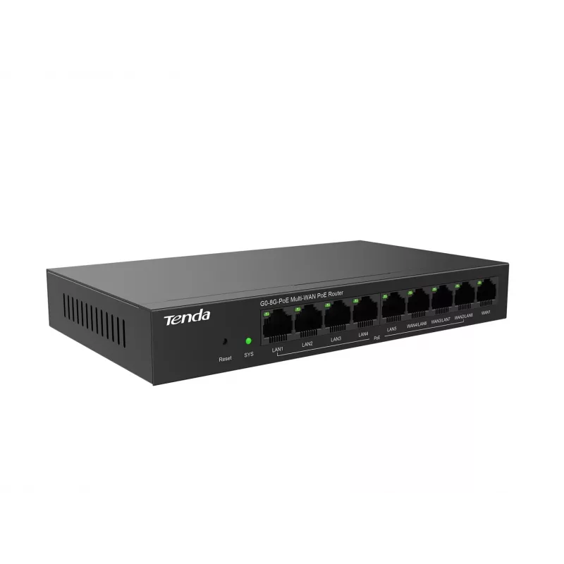 Langallinen reititin Tenda G0-8G-PoE Gigabit Ethernet, musta