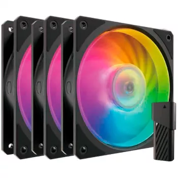 Sarja, jossa 3 COOLER MASTER -tuuletinta Mobius 120P ARGB