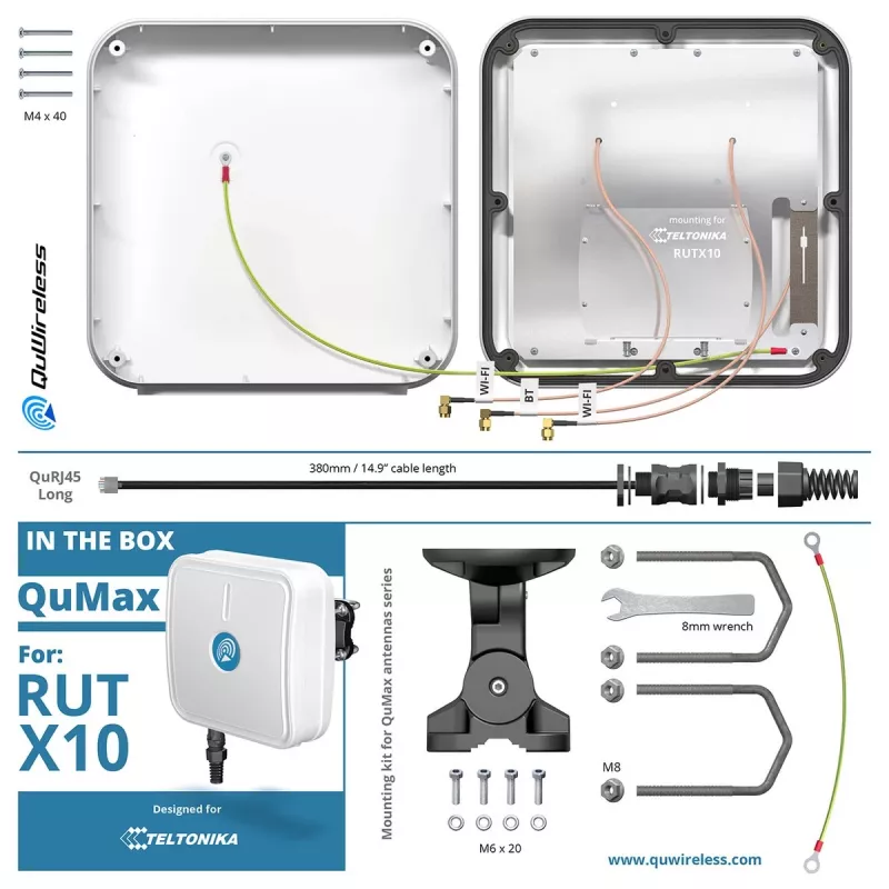Reitittimen lisävaruste QuWireless QuMax RUTX10 AX10M – ulkoinen antennimoduuli Teltonika RUTX10:lle