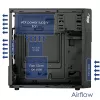 Akyga AK19BK Micro Tower -tietokonekotelo, Micro-ATX / Mini-ITX, USB-C + USB 3.0 + 2x USB 2.0, ilman virtalähdettä, musta