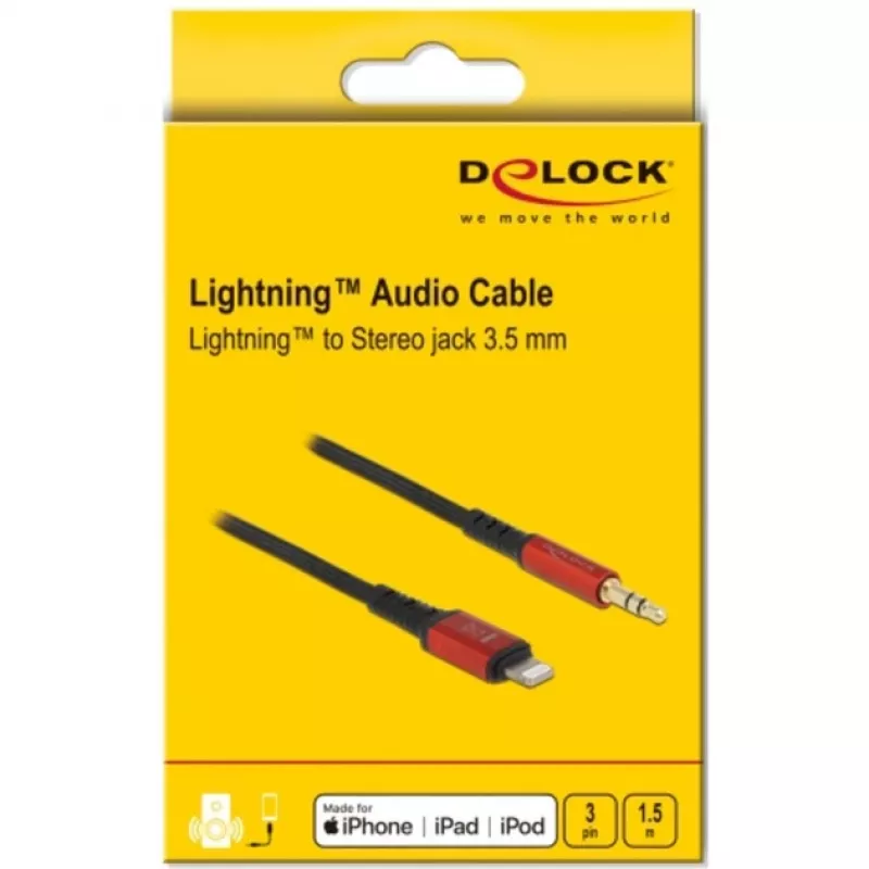Audiokaapeli DeLOCK 86587 1,5 m 3,5 mm Lightning musta