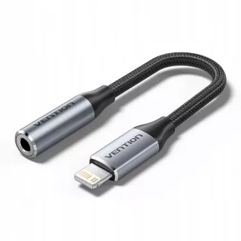 Äänisovitin Vention Lightning–3,5 mm BMBHA, Lightning–3,5 mm langallinen sovitin 0,1 m kaapelilla, harmaa