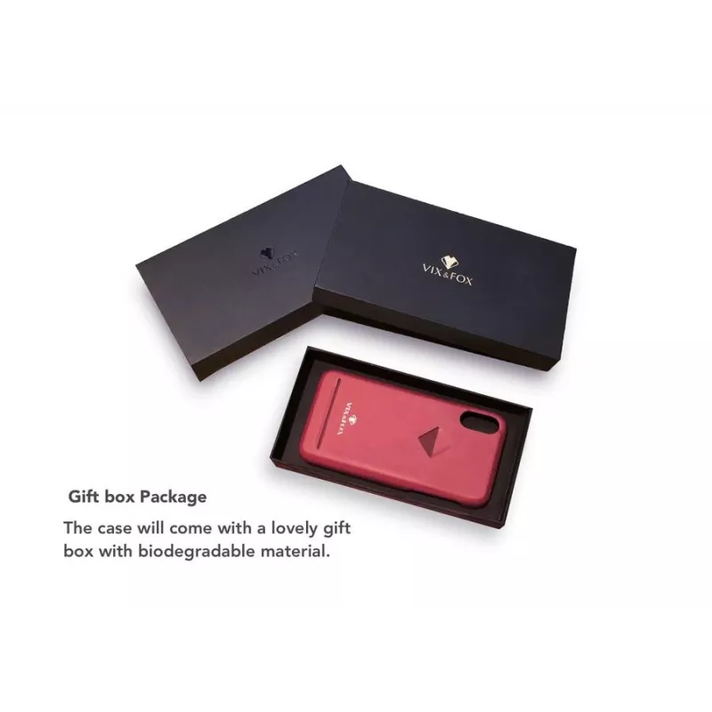 Card Slot Back Shell VixFox iPhone X/XS — rubiininpunainen, takakuori integroidulla korttipaikalla