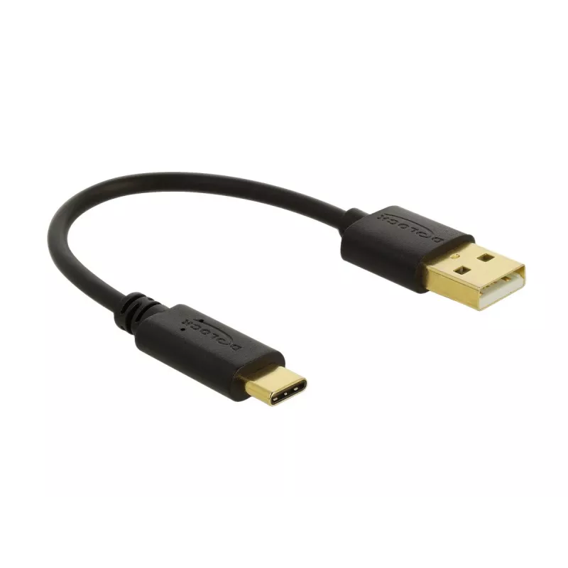 DeLOCK USB-latauskaapeli Type-A USB Type-C 15 cm musta