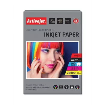 Activejet AP4-125M100 matta valokuvapaperi mustesuihkutulostimeen; A4; 100 kpl