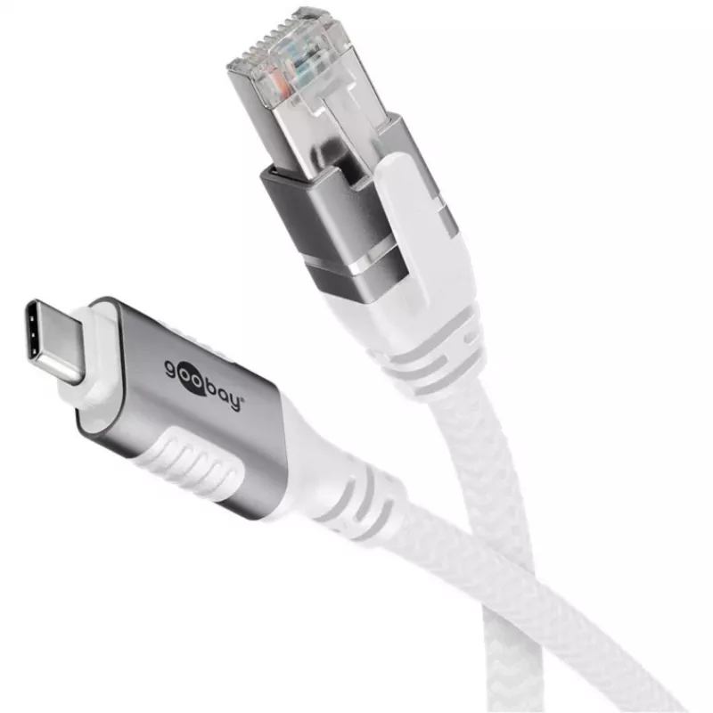 Verkkokaapeli Goobay 74180 USB C RJ-45 Cat6 10 m valkoinen