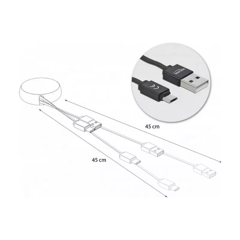 USB 2.0 Type-A Micro-B kaapeli DeLOCK 85818
