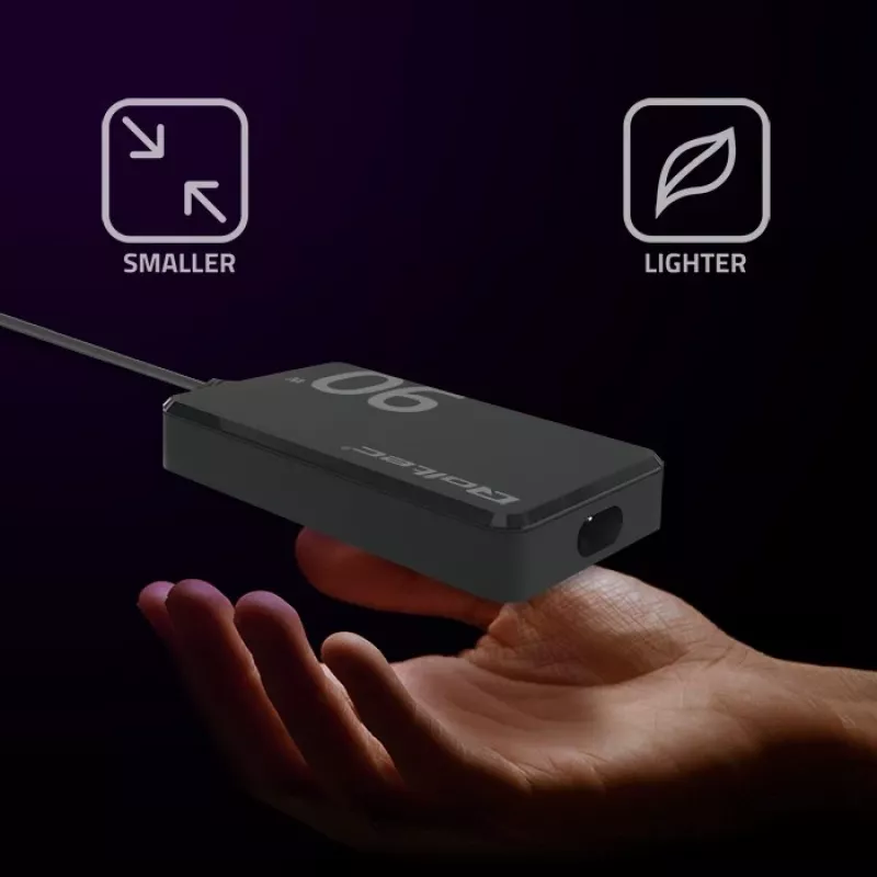 Qoltec 90W GaN Super Fast SLIM seinälaturi | XP | 5-20V | 4,5A | USB-C 3.1 | kannettava | MacBook | älypuhelin | + kaapeli