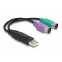 DeLOCK USB-PS/2-sovitin 0,17 m 2x 6-pol. Mini-DIN USB A
