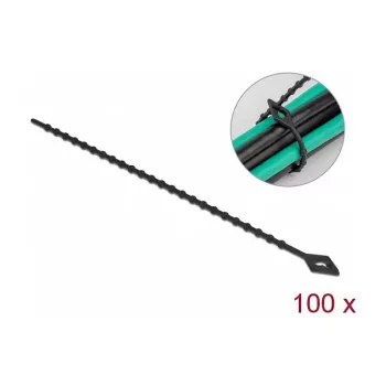 Rinnakkaiskaapelinsitoja DeLOCK Beaded L 200 x B 2,4 mm musta 100 kpl