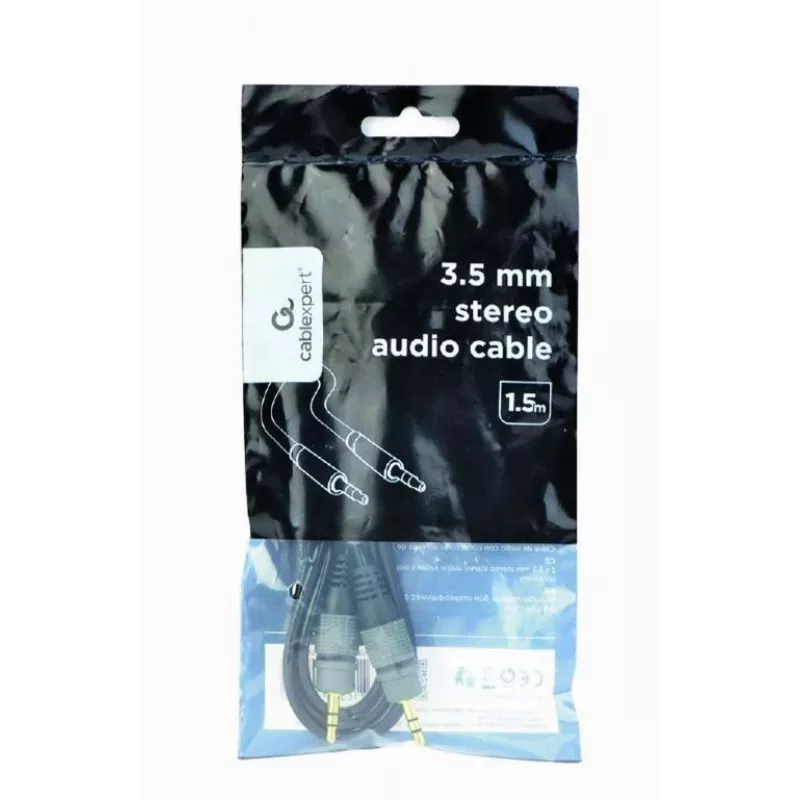 Audiokaapeli Gembird 3,5 mm uros–uros, 1,5 m, kullatut koskettimet, musta
